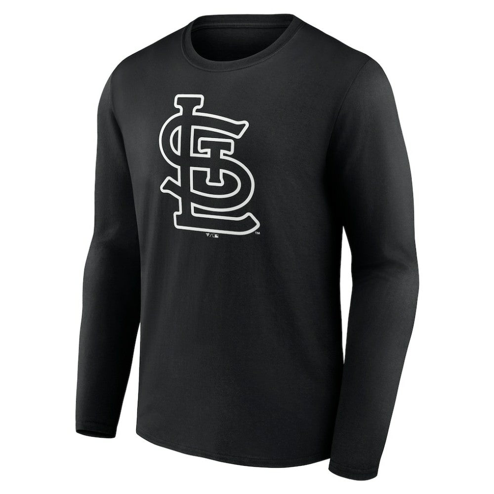 St. Louis Cardinals Monochrome Personalized Name & Number Long Sleeve T-Shirt - Black T-shirts