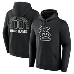 St. Louis Cardinals Monochrome Personalized Name & Number Pullover Hoodie - Black Hoodies