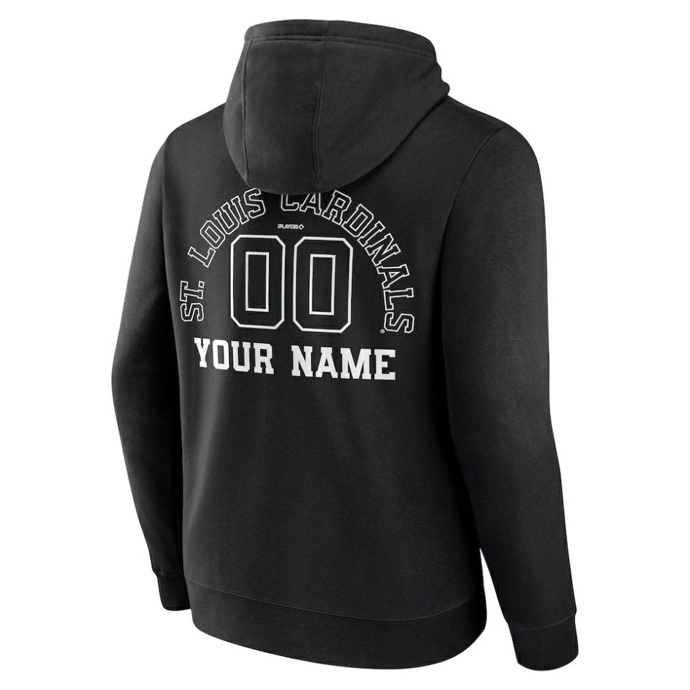 St. Louis Cardinals Monochrome Personalized Name & Number Pullover Hoodie - Black Hoodies