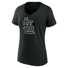 St. Louis Cardinals Women's Monochrome Personalized Name & Number V-Neck T-Shirt - Black T-shirts