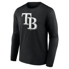 Tampa Bay Rays Monochrome Personalized Name & Number Long Sleeve T-Shirt - Black T-shirts