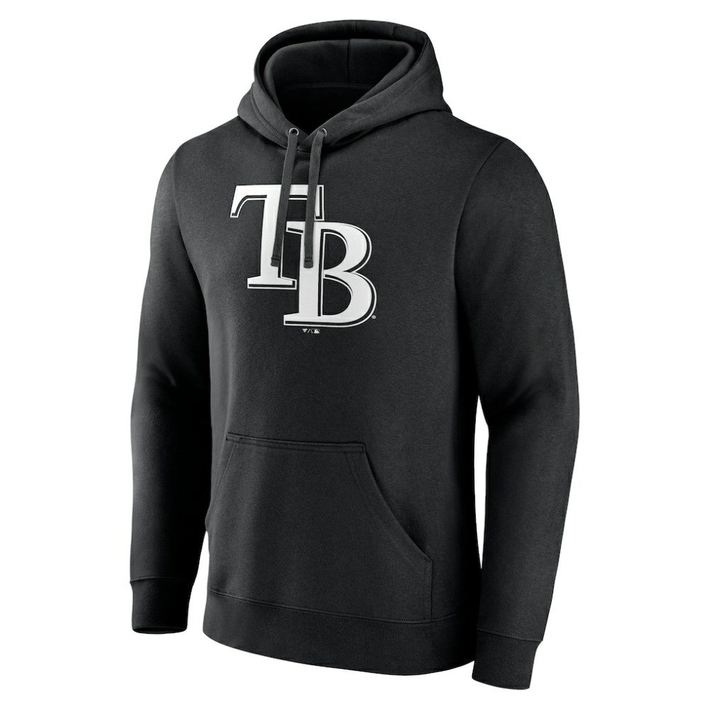 Tampa Bay Rays Monochrome Personalized Name & Number Pullover Hoodie - Black Hoodies