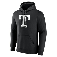 Texas Rangers Monochrome Personalized Name & Number Pullover Hoodie - Black Hoodies