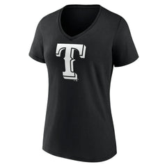 Texas Rangers Women's Monochrome Personalized Name & Number V-Neck T-Shirt - Black T-shirts