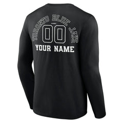 Toronto Blue Jays Monochrome Personalized Name & Number Long Sleeve T-Shirt - Black T-shirts
