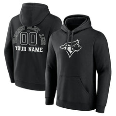 Toronto Blue Jays Monochrome Personalized Name & Number Pullover Hoodie - Black Hoodies