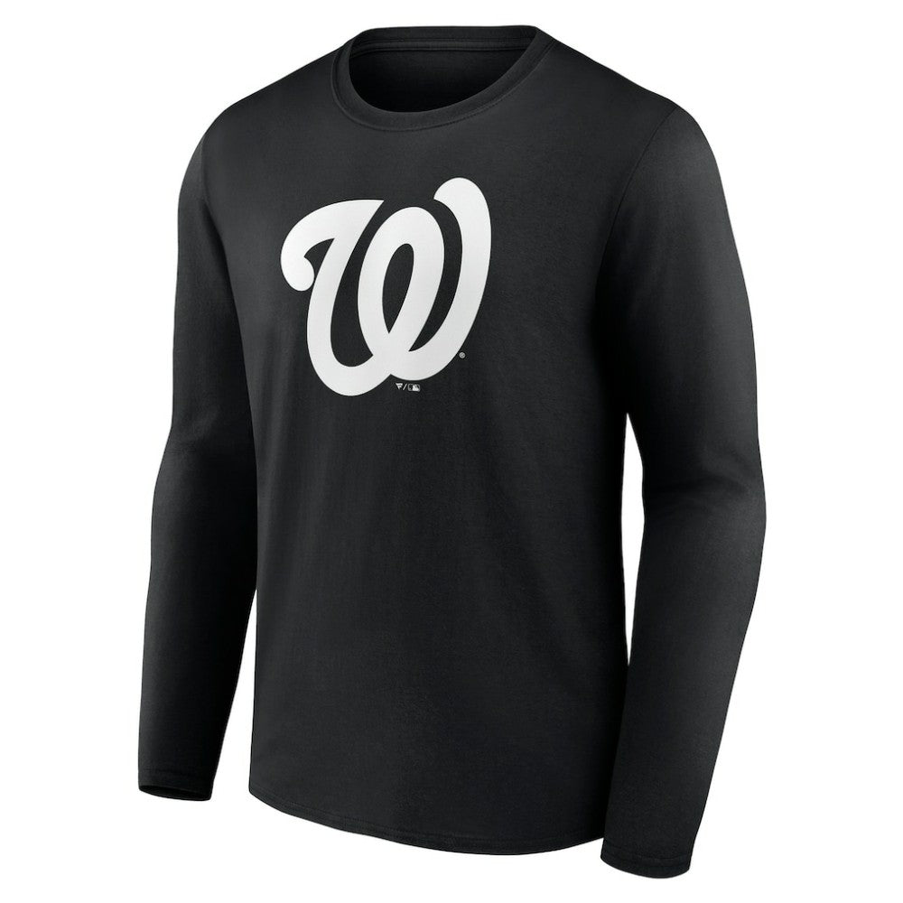 Washington Nationals Monochrome Personalized Name & Number Long Sleeve T-Shirt - Black T-shirts
