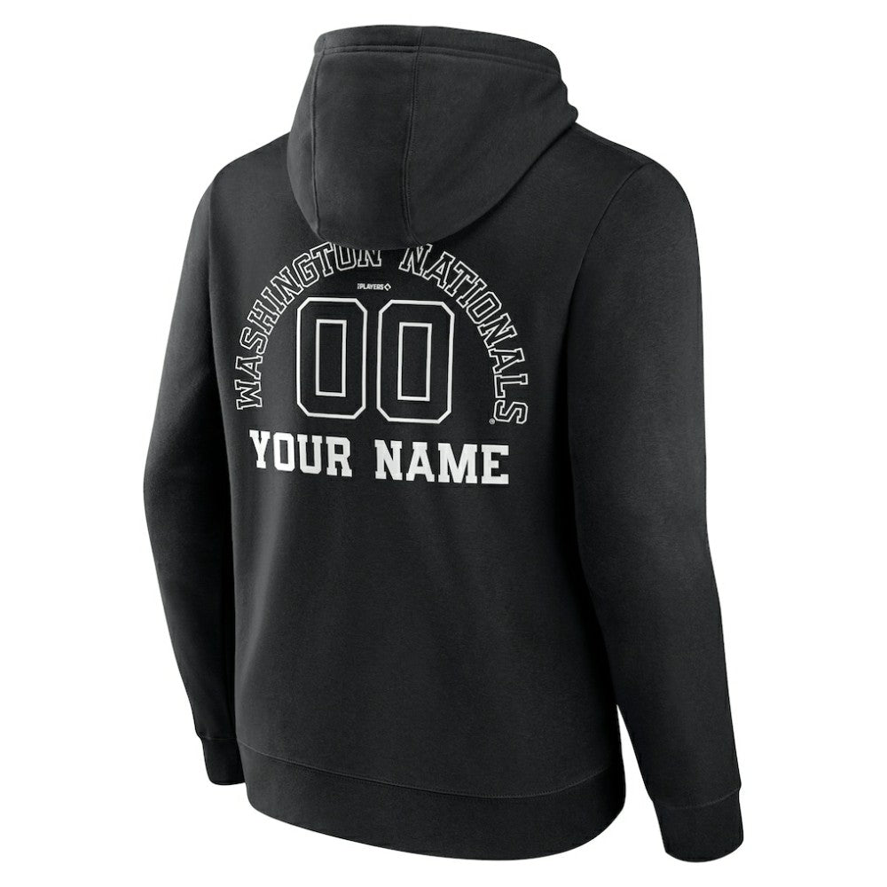 Washington Nationals Monochrome Personalized Name & Number Pullover Hoodie - Black Hoodies