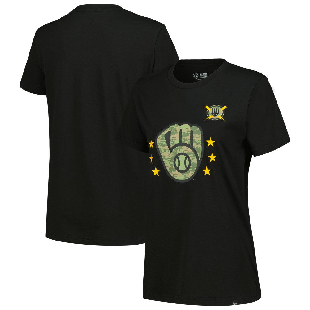 Milwaukee Brewers New Era Women's Armed Forces Day T-Shirt - Black T-shirts