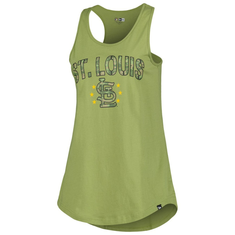 St. Louis Cardinals New Era Women's Armed Forces Day Tank Top - Olive Tanks