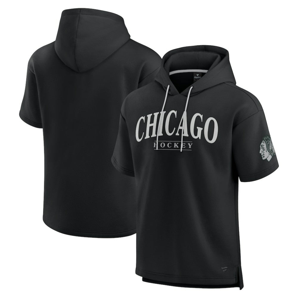 Chicago Blackhawks Fanatics Elements Ready Short Sleeve Pullover Hoodie - Black | US 201058900
