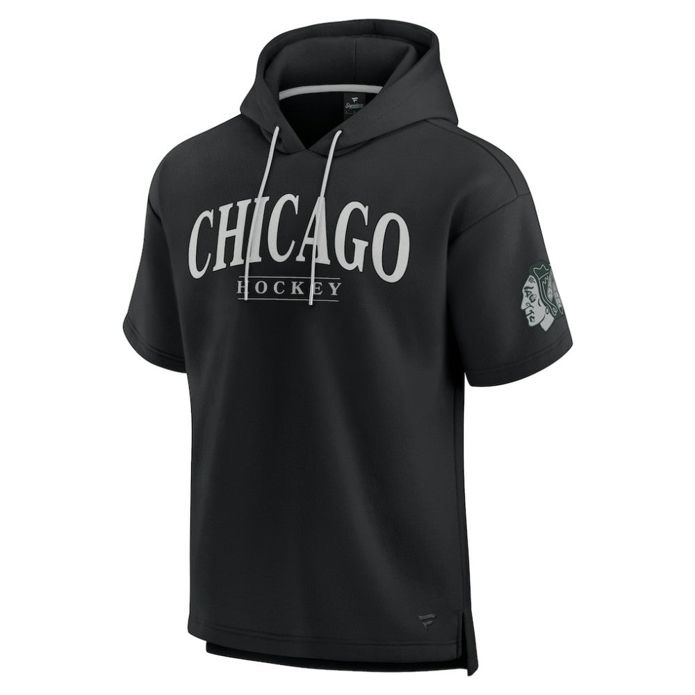 Chicago Blackhawks Fanatics Elements Ready Short Sleeve Pullover Hoodie - Black | US 201058900