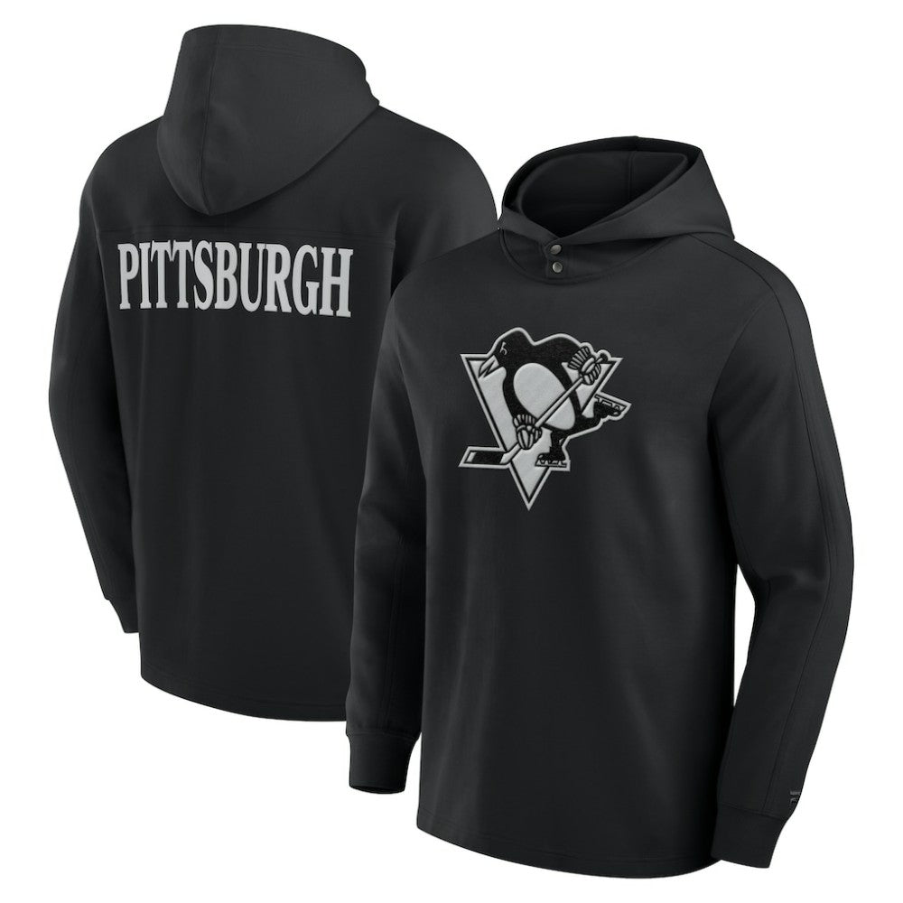 Pittsburgh Penguins Fanatics Elements Blaze Tri-Blend Long Sleeve Hoodie T-Shirt - Black | US 201059006