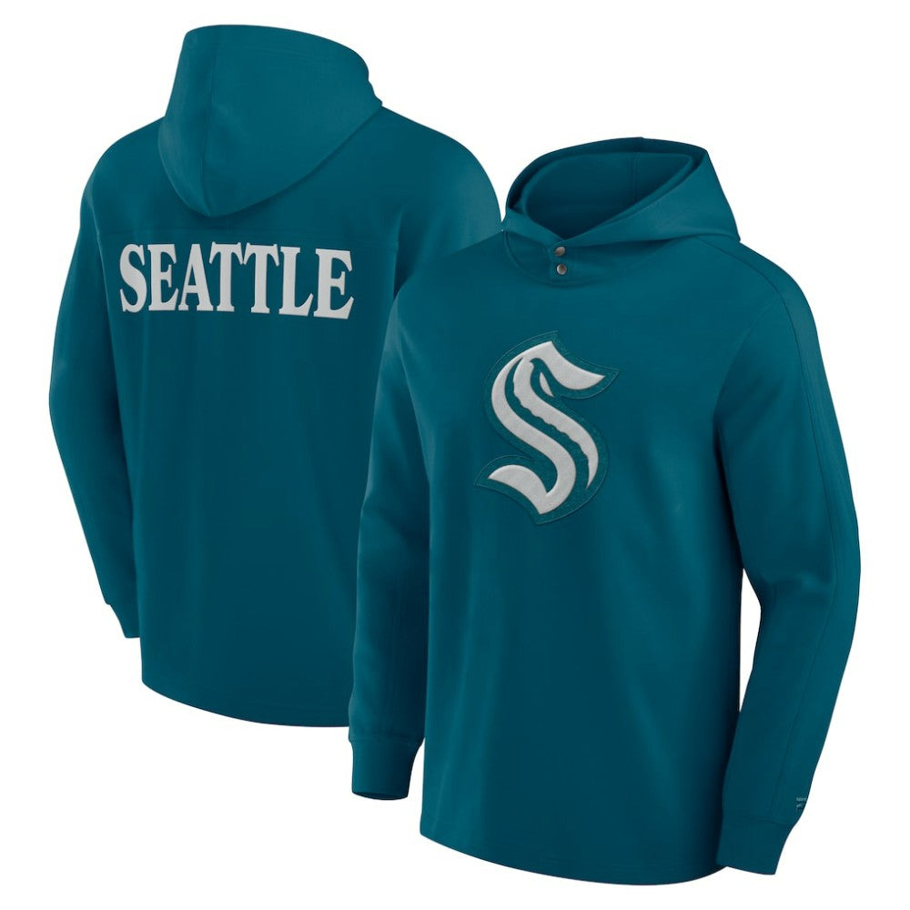 Seattle Kraken Fanatics Elements Blaze Tri-Blend Long Sleeve Hoodie T-Shirt - Teal | US 201059012