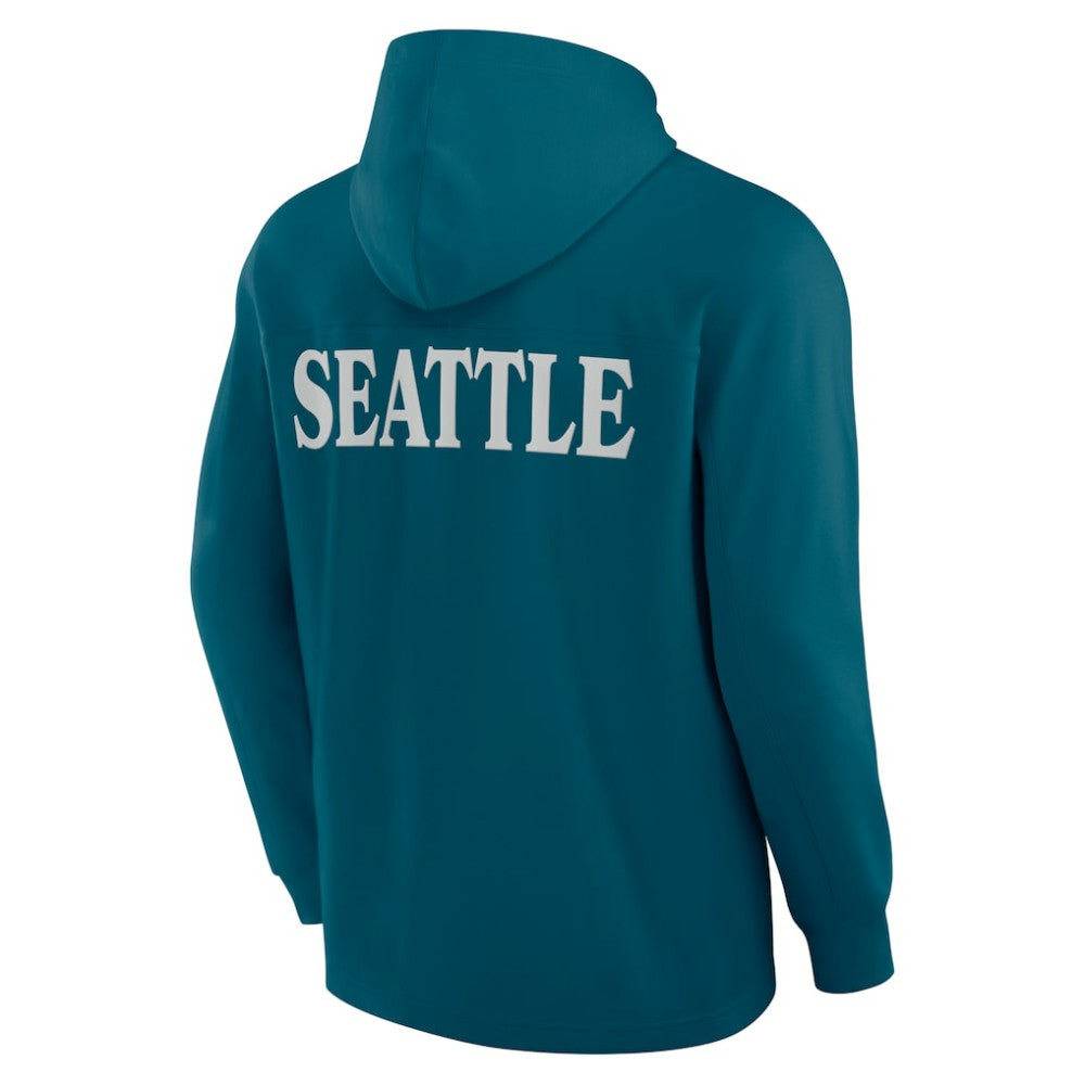Seattle Kraken Fanatics Elements Blaze Tri-Blend Long Sleeve Hoodie T-Shirt - Teal | US 201059012