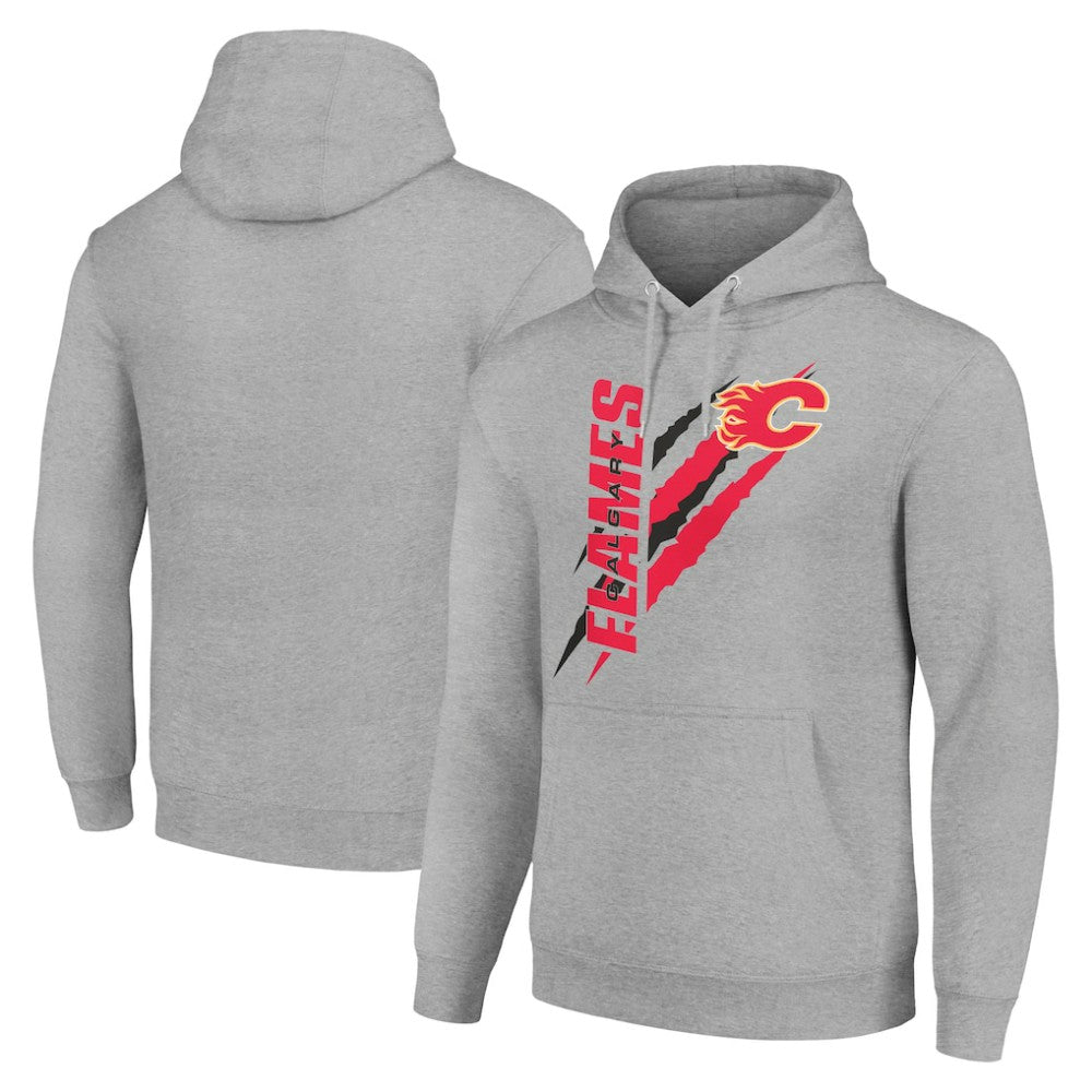 Calgary Flames Starter Color Scratch Fleece Pullover Hoodie - Heather Gray | US 201059202
