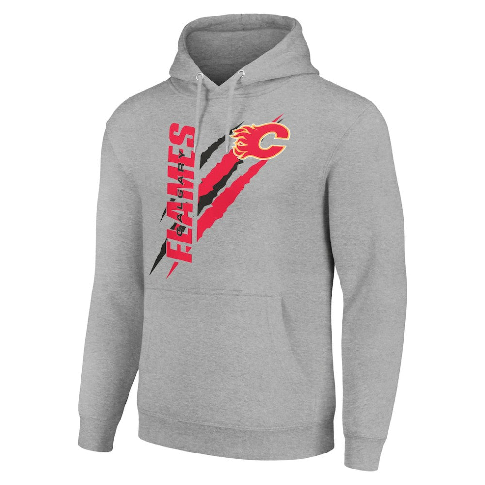Calgary Flames Starter Color Scratch Fleece Pullover Hoodie - Heather Gray | US 201059202