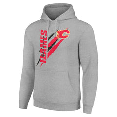 Calgary Flames Starter Color Scratch Fleece Pullover Hoodie - Heather Gray | US 201059202