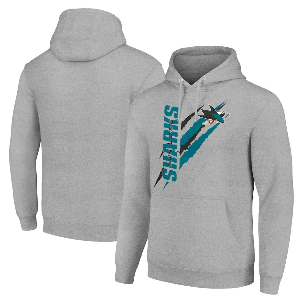 San Jose Sharks Starter Color Scratch Fleece Pullover Hoodie - Heather Gray | US 201059236