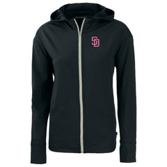 San Diego Padres Cutter & Buck Women's City Connect Daybreak Eco Recycled Full-Zip Hoodie - Black Hoodies