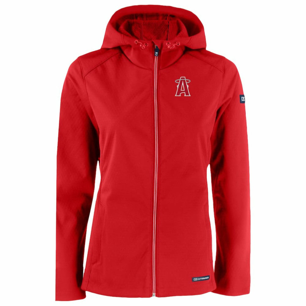 Los Angeles Angels Cutter & Buck Women's City Connect Evoke Eco Softshell Recycled Full-Zip Hoodie Jacket - Red Jackets