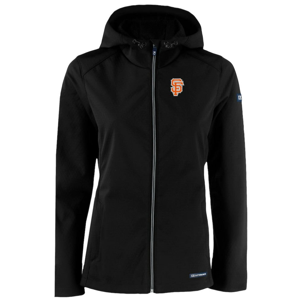San Francisco Giants Cutter & Buck Women's City Connect Evoke Eco Softshell Recycled Full-Zip Hoodie Jacket - Black Jackets