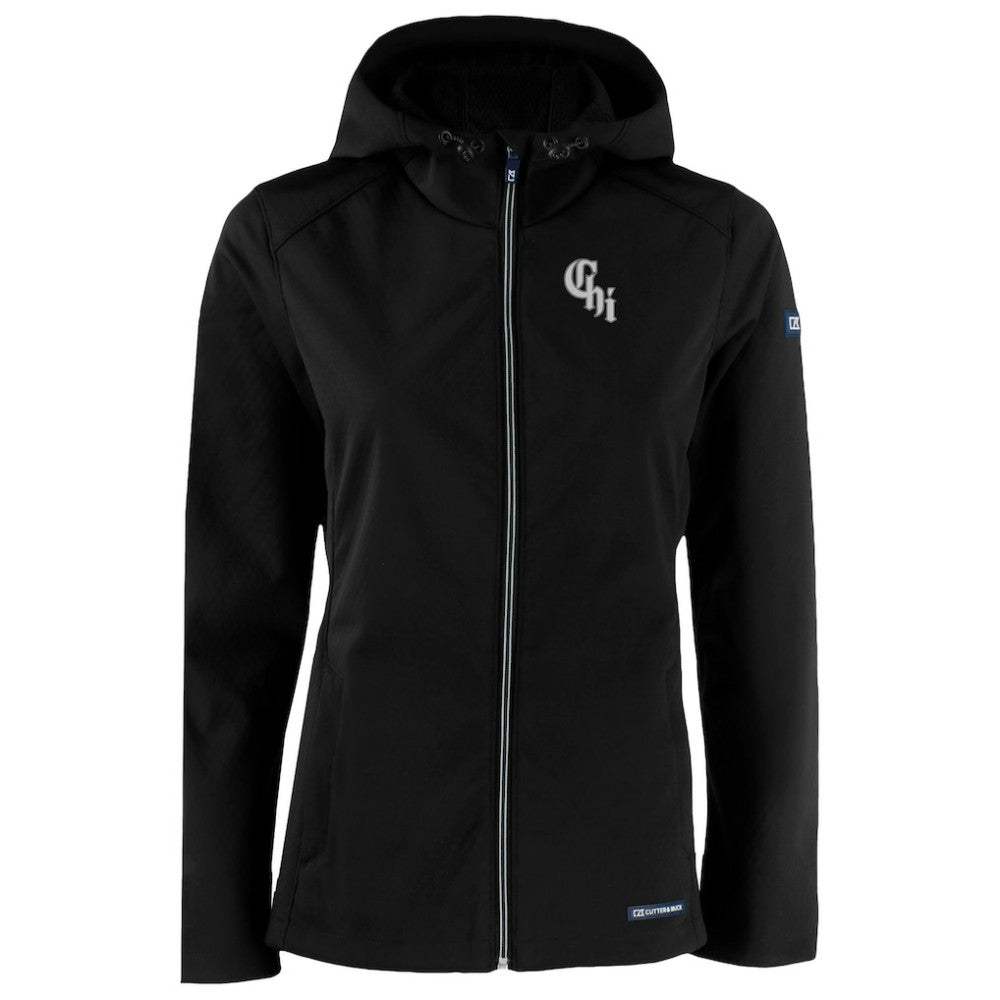 Chicago White Sox Cutter & Buck Women's City Connect Evoke Eco Softshell Recycled Full-Zip Hoodie Jacket - Black Jackets