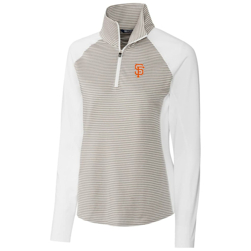 San Francisco Giants Cutter & Buck Women's City Connect Forge Tonal Stripe Stretch Half-Zip Pullover Top - White Pullover