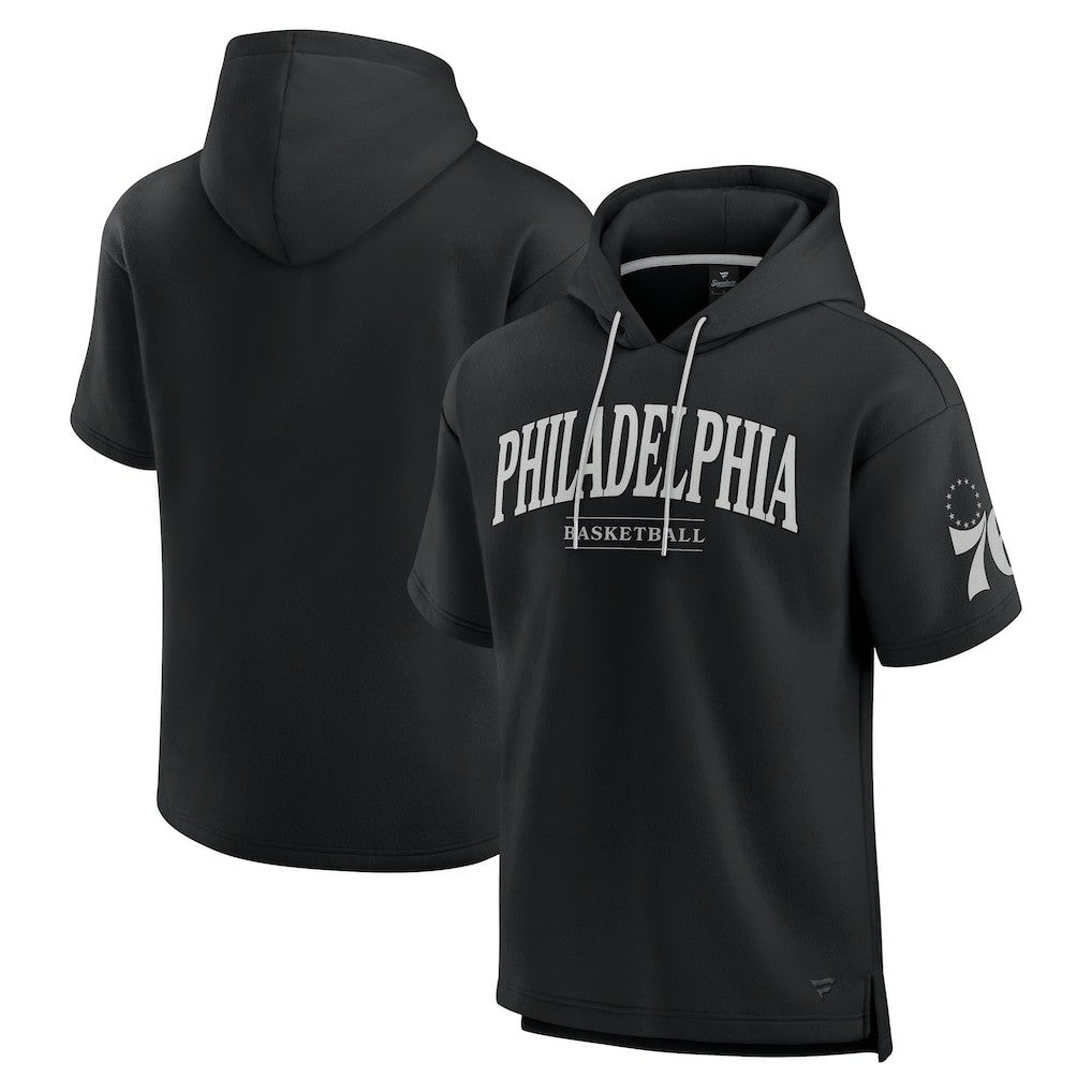 Philadelphia 76ers Elements Ready Short Sleeve Pullover Hoodie Black - Fanatics
