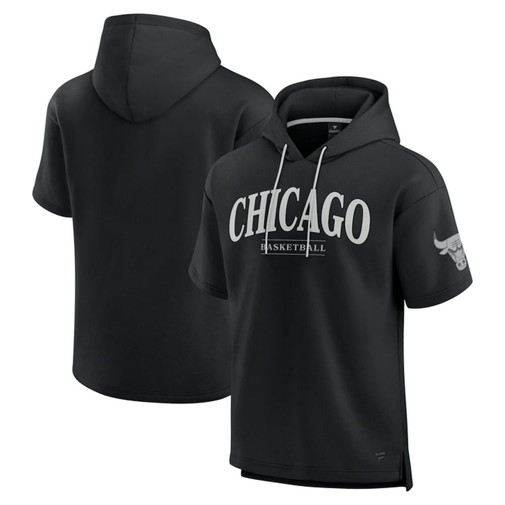 Chicago Bulls Elements Ready Short Sleeve Pullover Hoodie Black - Fanatics