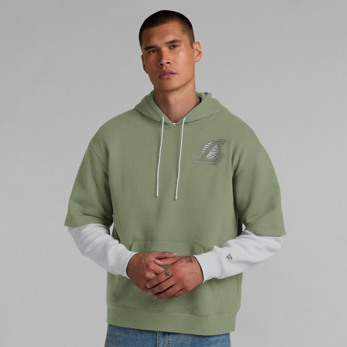 Los Angeles Lakers Elements Sleek Pullover Hoodie Olive - Fanatics