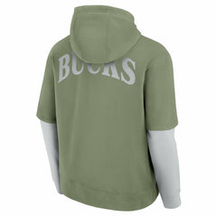 Milwaukee Bucks Elements Sleek Pullover Hoodie Olive - Fanatics
