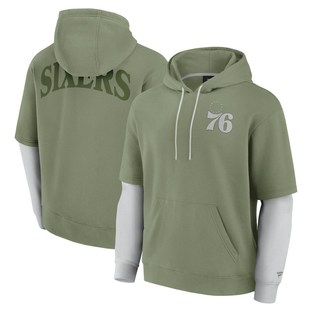 Philadelphia 76ers Elements Sleek Pullover Hoodie Olive - Fanatics outlet