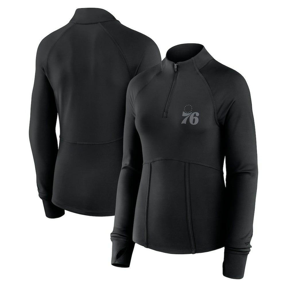 Philadelphia 76ers Women's Elements Match Raglan Quarter-Zip Top Black - Fanatics