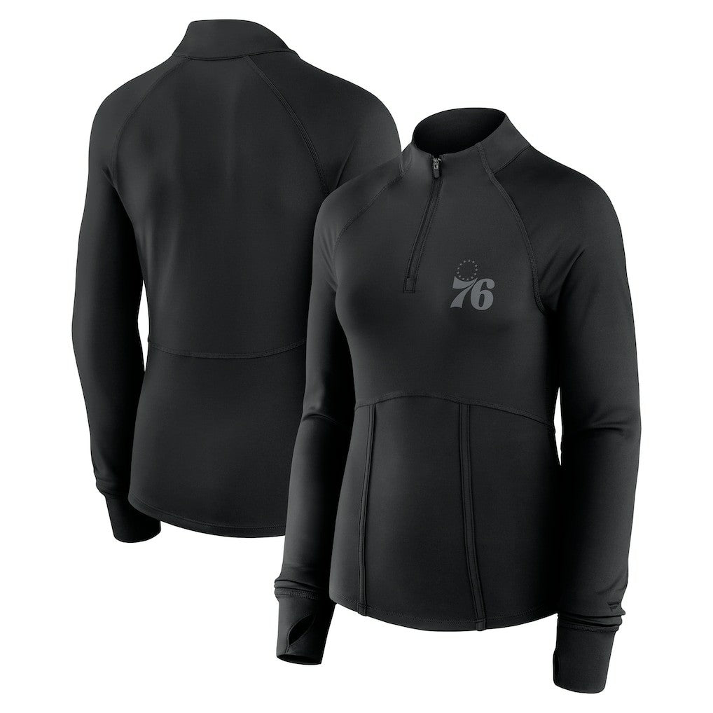 Philadelphia 76ers Women's Elements Match Raglan Quarter-Zip Top Black - Fanatics