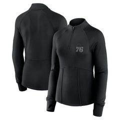 Philadelphia 76ers Women's Elements Match Raglan Quarter-Zip Top Black - Fanatics