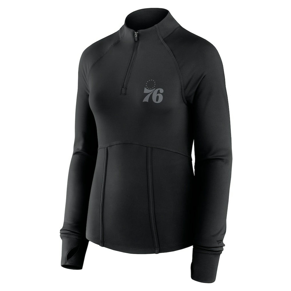 Philadelphia 76ers Women's Elements Match Raglan Quarter-Zip Top Black - Fanatics