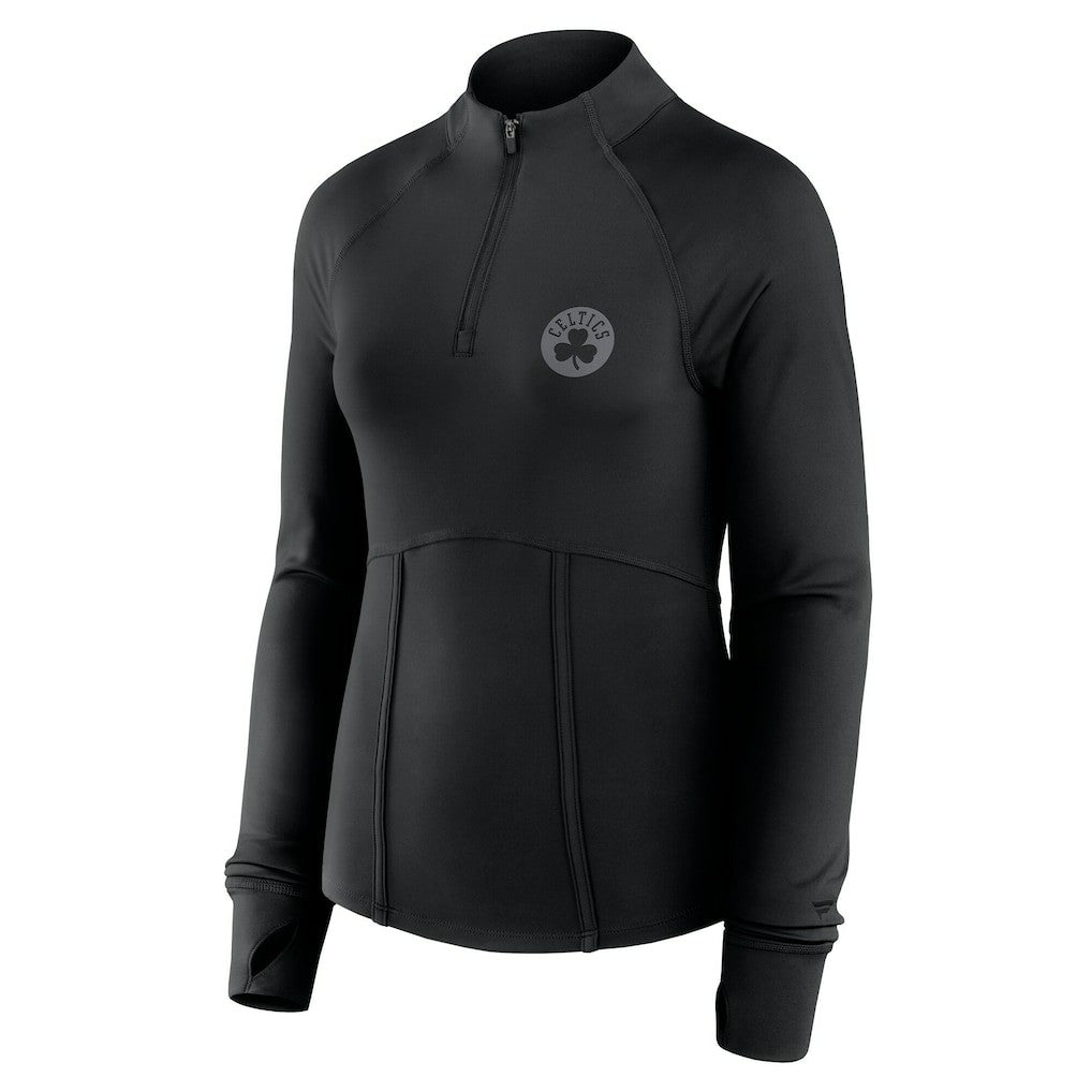 Boston Celtics Women's Elements Match Raglan Quarter-Zip Top Black - Fanatics