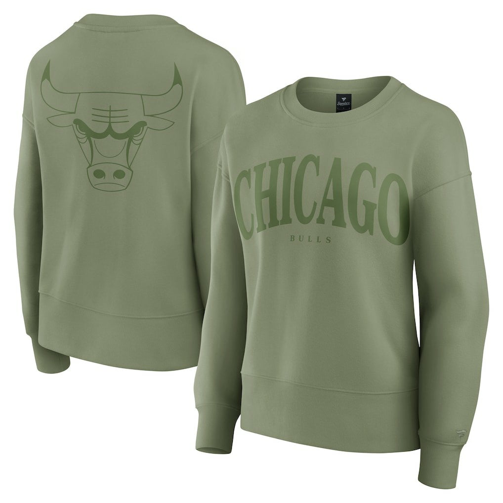 Chicago Bulls Women's Elements Flow Pullover Sweatshirt Olive - Fanatics
