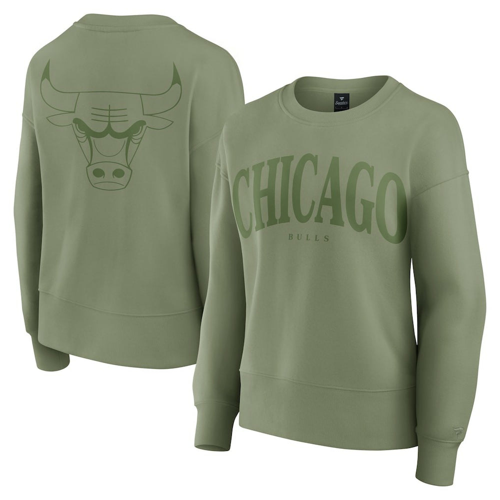 Chicago Bulls Women's Elements Flow Pullover Sweatshirt Olive - Fanatics