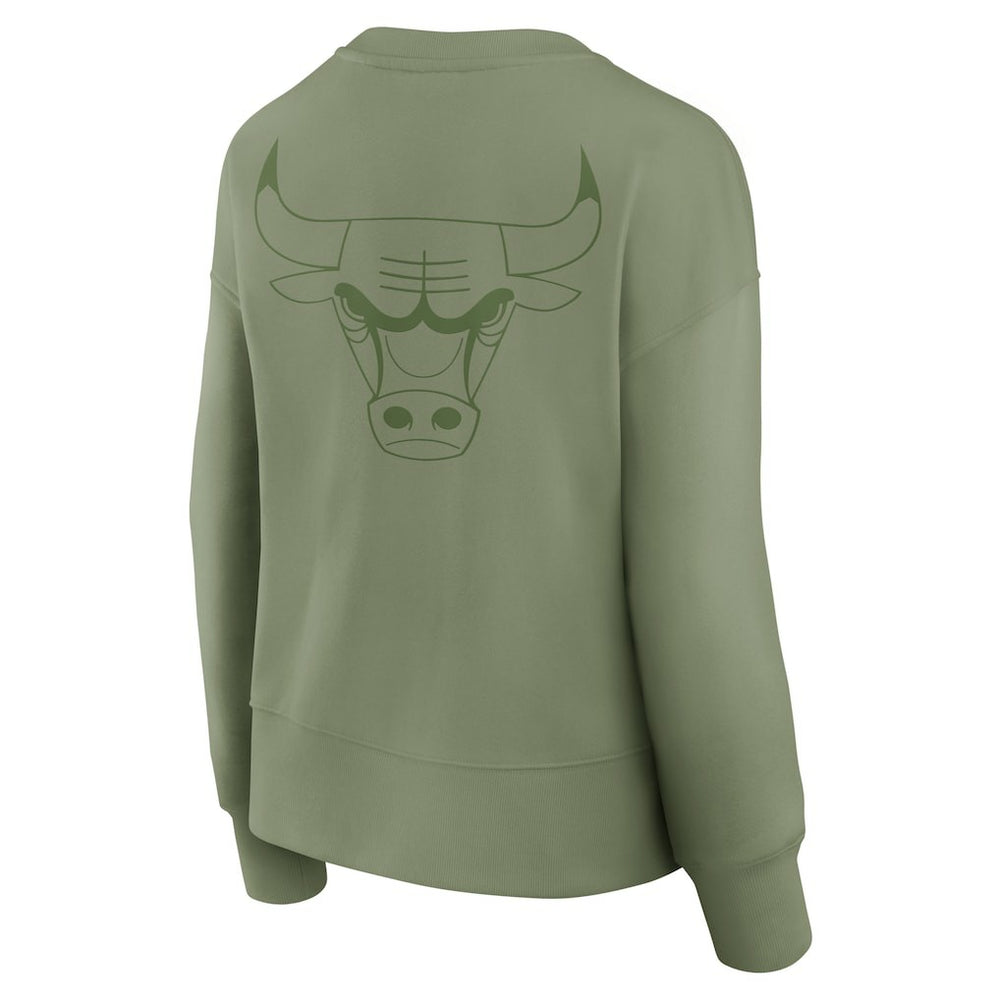 Chicago Bulls Women's Elements Flow Pullover Sweatshirt Olive - Fanatics