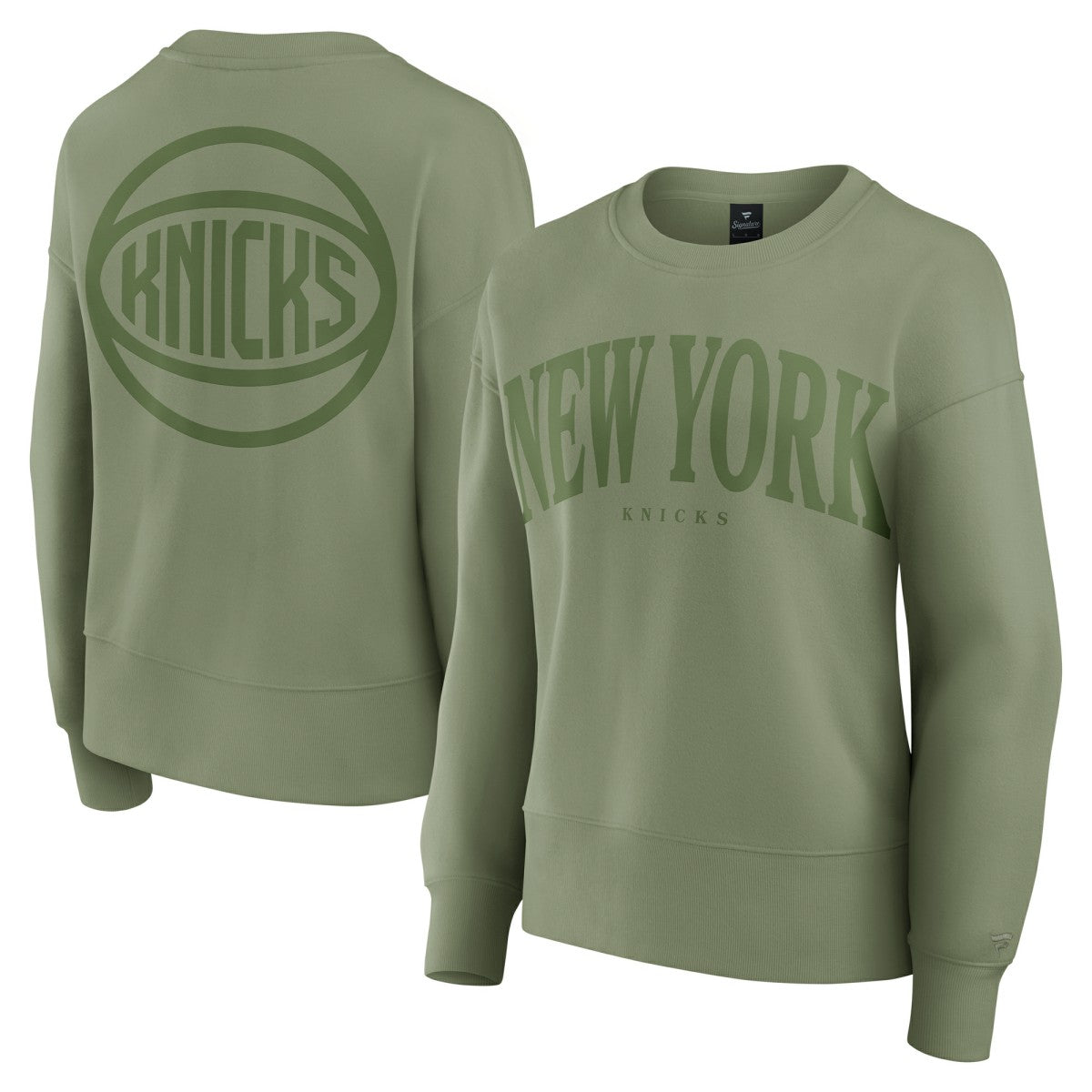 New York Knicks Women's Elements Flow Pullover Sweatshirt Olive - Fanatics outlet