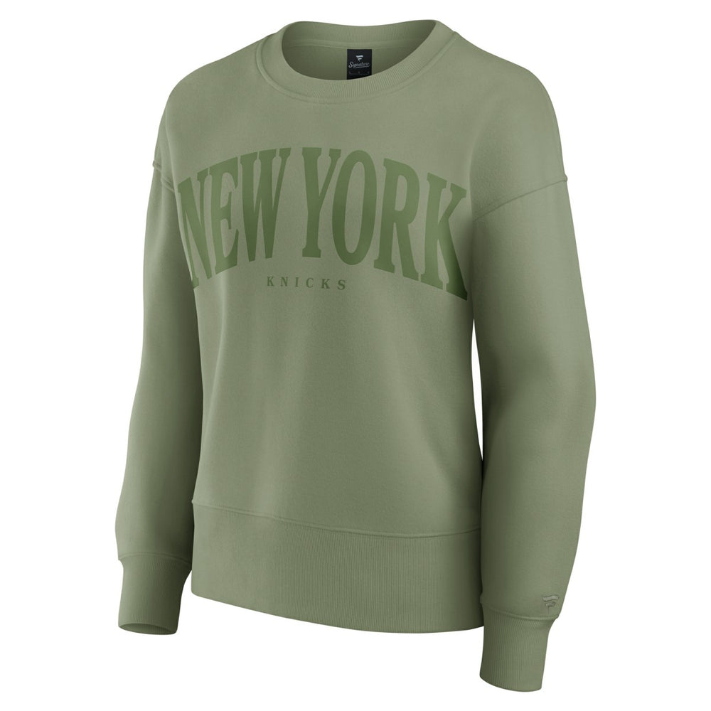 New York Knicks Women's Elements Flow Pullover Sweatshirt Olive - Fanatics outlet