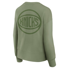 New York Knicks Women's Elements Flow Pullover Sweatshirt Olive - Fanatics outlet