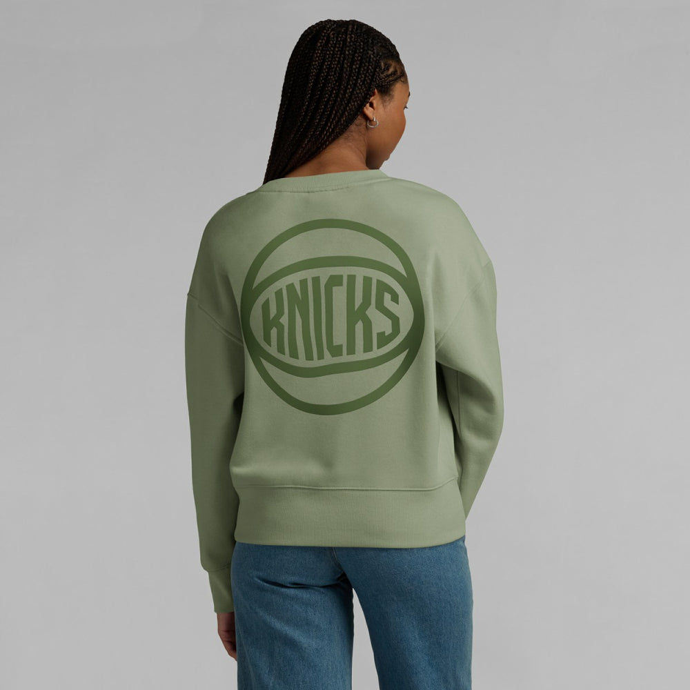 New York Knicks Women's Elements Flow Pullover Sweatshirt Olive - Fanatics outlet
