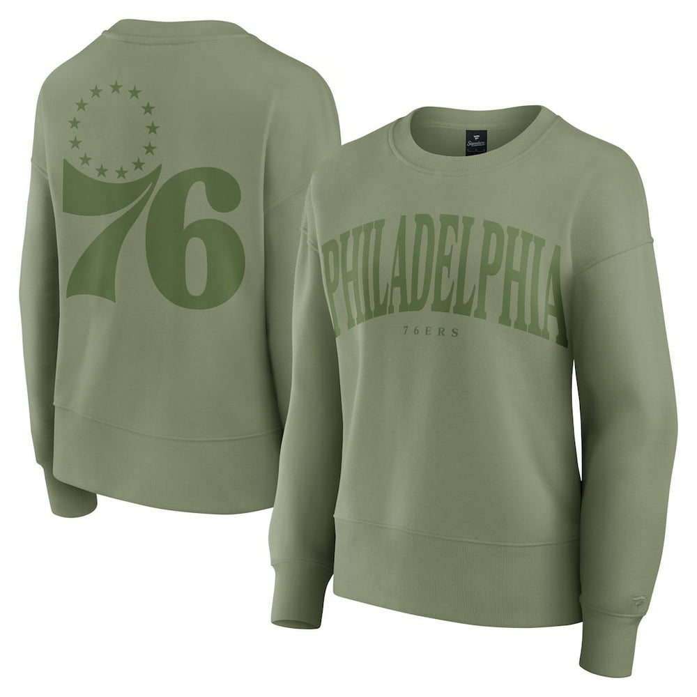 Philadelphia 76ers Women's Elements Flow Pullover Sweatshirt Olive - Fanatics outlet