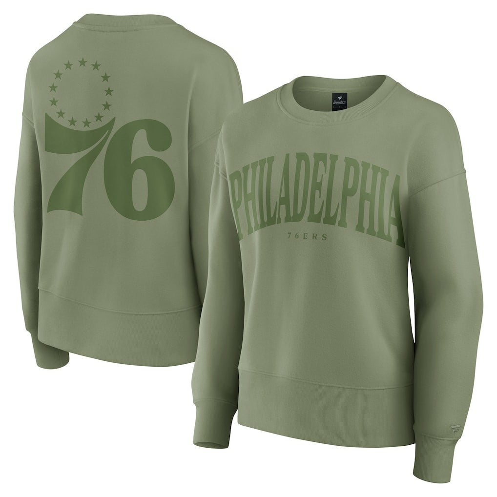 Philadelphia 76ers Women's Elements Flow Pullover Sweatshirt Olive - Fanatics outlet