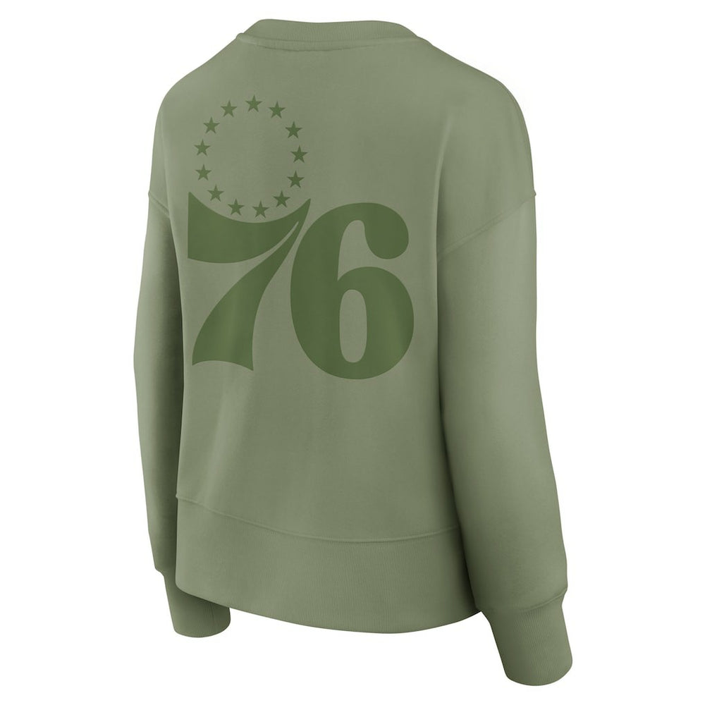 Philadelphia 76ers Women's Elements Flow Pullover Sweatshirt Olive - Fanatics outlet