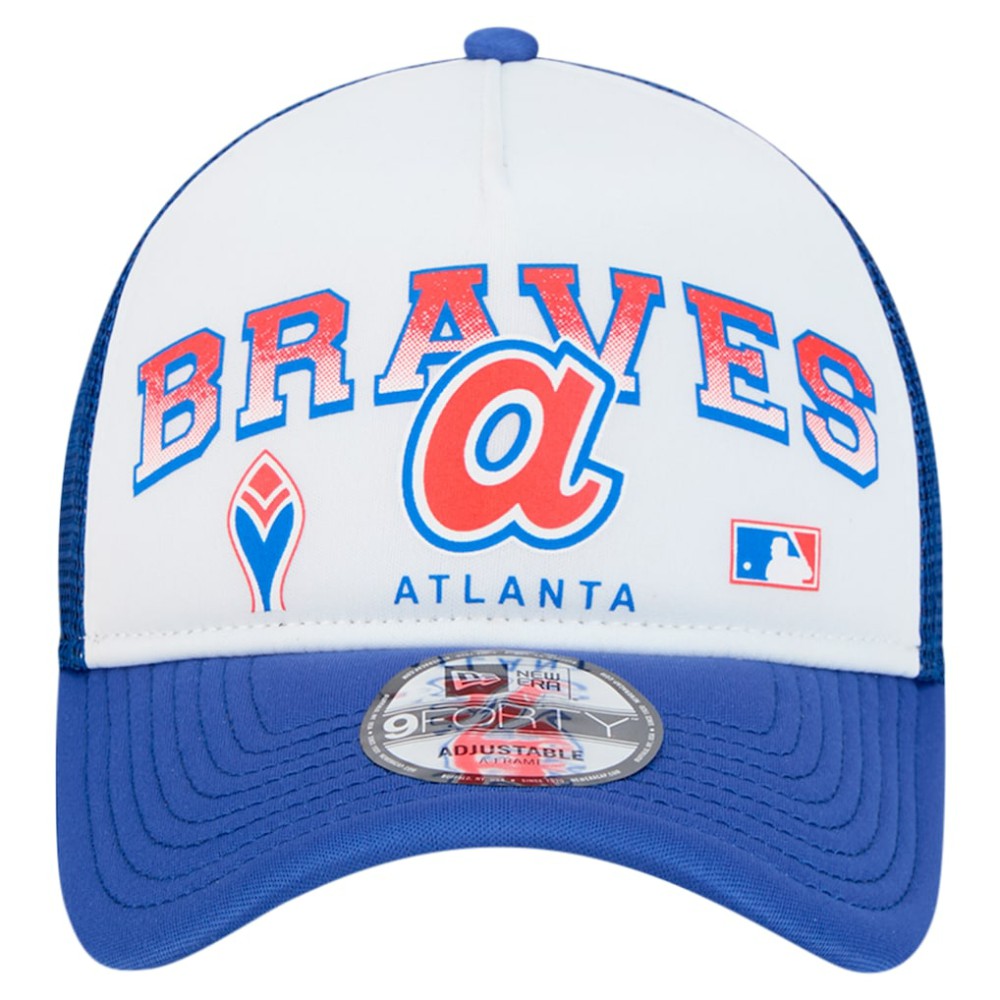Atlanta Braves New Era Retro Wordmark 9FORTY A-Frame Trucker Adjustable Hat - White Hats