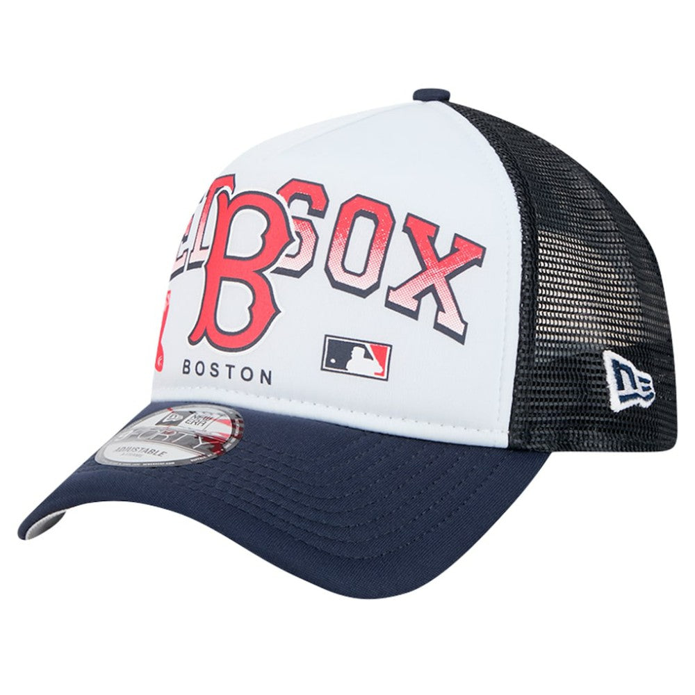 Boston Red Sox New Era Retro Wordmark 9FORTY A-Frame Trucker Adjustable Hat - White Hats